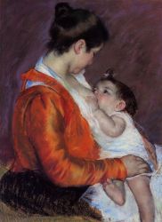 Louise Nursing Her Child -   Mary Cassatt oil painting,