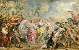 Truce between Romans and Sabinians -   Peter Paul Rubens Oil Painting