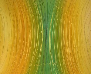 Modern Abstract-Hydrographic, Green and Yellow - Oil Painting Reproduction On Canvas