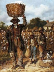 Negro Man, Two Boys and Dog in Cotton Field - William Aiken Walker oil painting