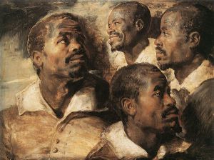 Four Studies of the Head of a Negro -   Peter Paul Rubens Oil Painting