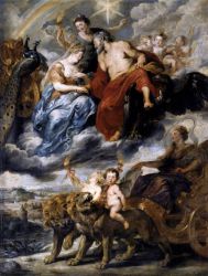 The Meeting of Marie de MÃ©dicis and Henri IV at Lyon -  Peter Paul Rubens oil painting