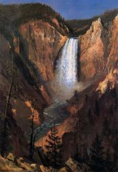 Lower Yellowstone Falls - Albert Bierstadt Oil Painting