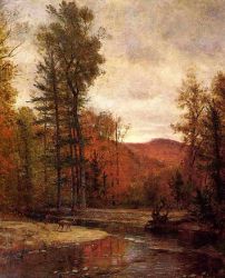 Adirondack Woodland with Two Deer - Thomas Worthington Whittredge Oil Painting