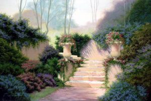 A Set of Steps of a Abandoned Garden - Oil Painting Reproduction On Canvas