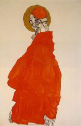 Standing Figure with Halo -  Egon Schiele Oil Painting