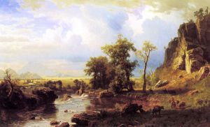 North Fort of the Platte River, Nebraska - Albert Bierstadt Oil Painting