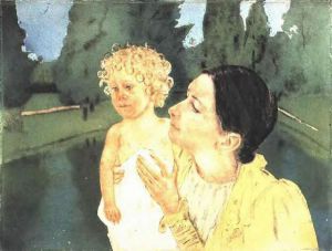 By the Pond -  Mary Cassatt oil painting,