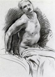 Seated Model with Drapery -  Canvas John Singer Sargent Oil Painting