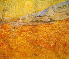 Wheat Field behind Saint-Paul Hospital with a Reaper -  Vincent Van Gogh Oil Painting