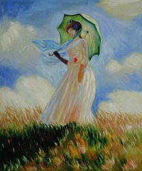 Woman with a Parasol (Facing Left) II - Oil Painting Reproduction On Canvas