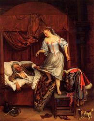 Couple in a Bedroom - Jan Steen oil painting
