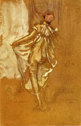 A Dancing Woman in a Pink Robe, Seen from the Back - James Abbott McNeill Whistler Oil Painting