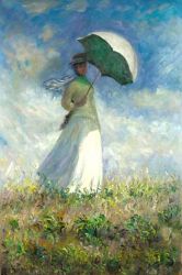 Woman with a Parasol (Facing Right) - Oil Painting Reproduction On Canvas