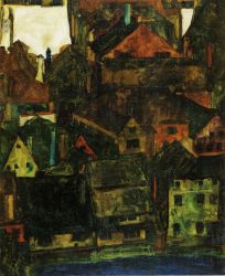 View of Houses and Roofs of Krumau, Seen from the Schlossberg - Oil Painting Reproduction On Canvas