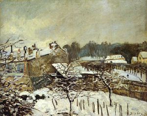 Snow Effect at Louveciennes - Alfred Sisley Oil Painting