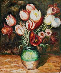 Tulips in a Vase -Pierre Auguste Renoir Oil Painting