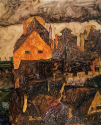 The Old City I - Egon Schiele Oil Painting
