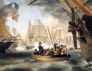 Commodore Perry Leaving the \"Lawrence\" for the \"Niagara: at the Battle of Lake Erie -   Thomas Birch Oil Painting