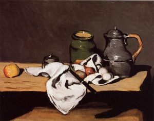 Still Life with Green Pot and Pewter Jug -  Paul Cezanne Oil Painting