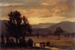 Landscape with Cattle -   Albert Bierstadt Oil Painting