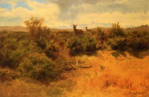 Stag and Doe in a Landscape - Rosa Bonheur Oil Painting