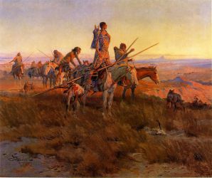 In the Wake of the Buffalo Hunters - Charles Marion Russell Oil Painting