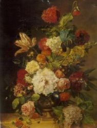 A Bunch of Flowers in a Bronze Vase - Oil Painting Reproduction On Canvas