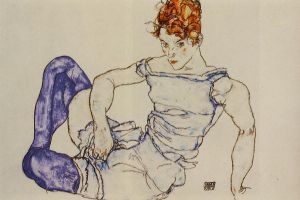 Seated Woman in Violet Stockings - Oil Painting Reproduction On Canvas