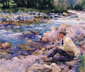 Man Seated by a Stream - Oil Painting Reproduction On Canvas