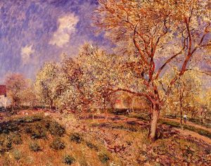 Spring at Veneux - Alfred Sisley Oil Painting