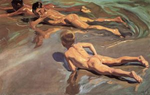 Boys on the Beach - Joaquin Sorolla y Bastida Oil Painting,