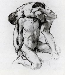 Male Nudes Wrestling - John Singer Sargent Oil Painting