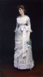 Lady in White Gown - Oil Painting Reproduction On Canvas