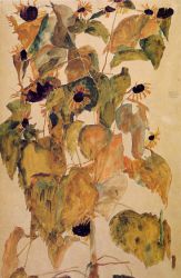Sunflowers II - Egon Schiele Oil Painting