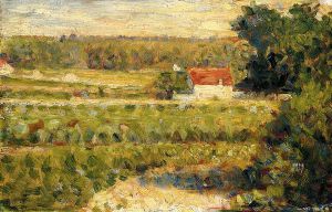 House with Red Roof - Georges Seurat Oil Painting