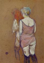 Two Half-Naked Women Seen from Behind in the Rue des Moulins Brothel - Oil Painting Reproduction On Canvas