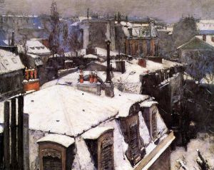 Rooftops Under Snow - Gustave Caillebotte Oil Painting