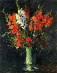 Vase of Gladiolas - Gustave Caillebotte Oil Painting