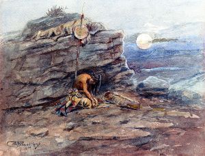 Mourning Her Warrior Dead - Charles Marion Russell Oil Painting
