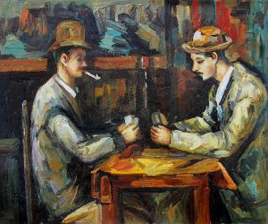 Card Players with Pipes - Paul Cezanne Oil Painting