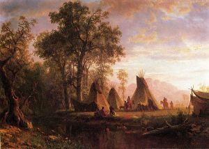 Indian Encampment, Late Afternoon -  Albert Bierstadt Oil Painting