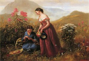 Gathering Wildflowers - Oil Painting Reproduction On Canvas