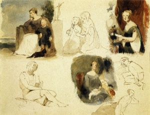 Sheet of Figure Studies - Thomas Sully Oil Painting