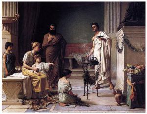 A Sick Child Brought into the Temple of Aesculapius - John William Waterhouse Oil Painting