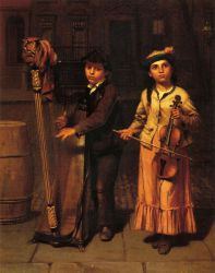 The Two Musicians - John George Brown Oil Painting