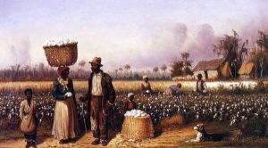 Negro Workers in Cotton Field with Dog -   William Aiken Walker Oil Painting