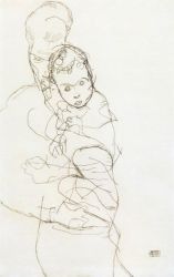 Mother and Child II - Egon Schiele Oil Painting