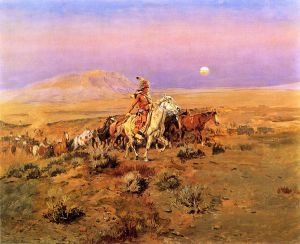 The Horse Thieves -  Charles Marion Russell Oil Painting
