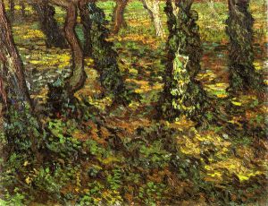 Tree Trunks with Ivy -   Vincent Van Gogh Oil Painting